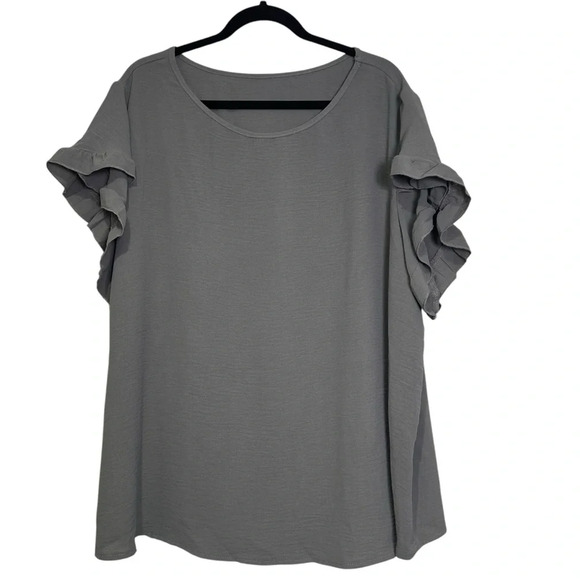 SHEIN Curve Women’s 4XL Gray Ruffle Short Sleeve Blouse - Picture 1 of 6
